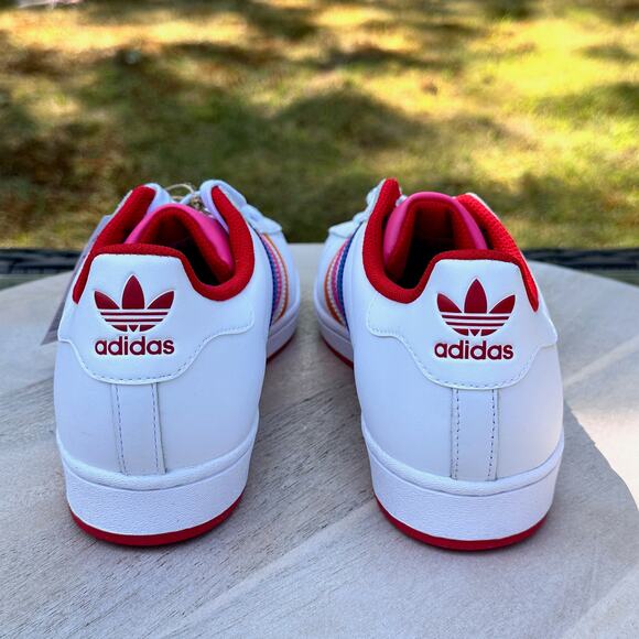 Adidas Originals Women’s Superstar Shoes White Red Navy Pink Orange ID9774 Sz 10 - Picture 9 of 14